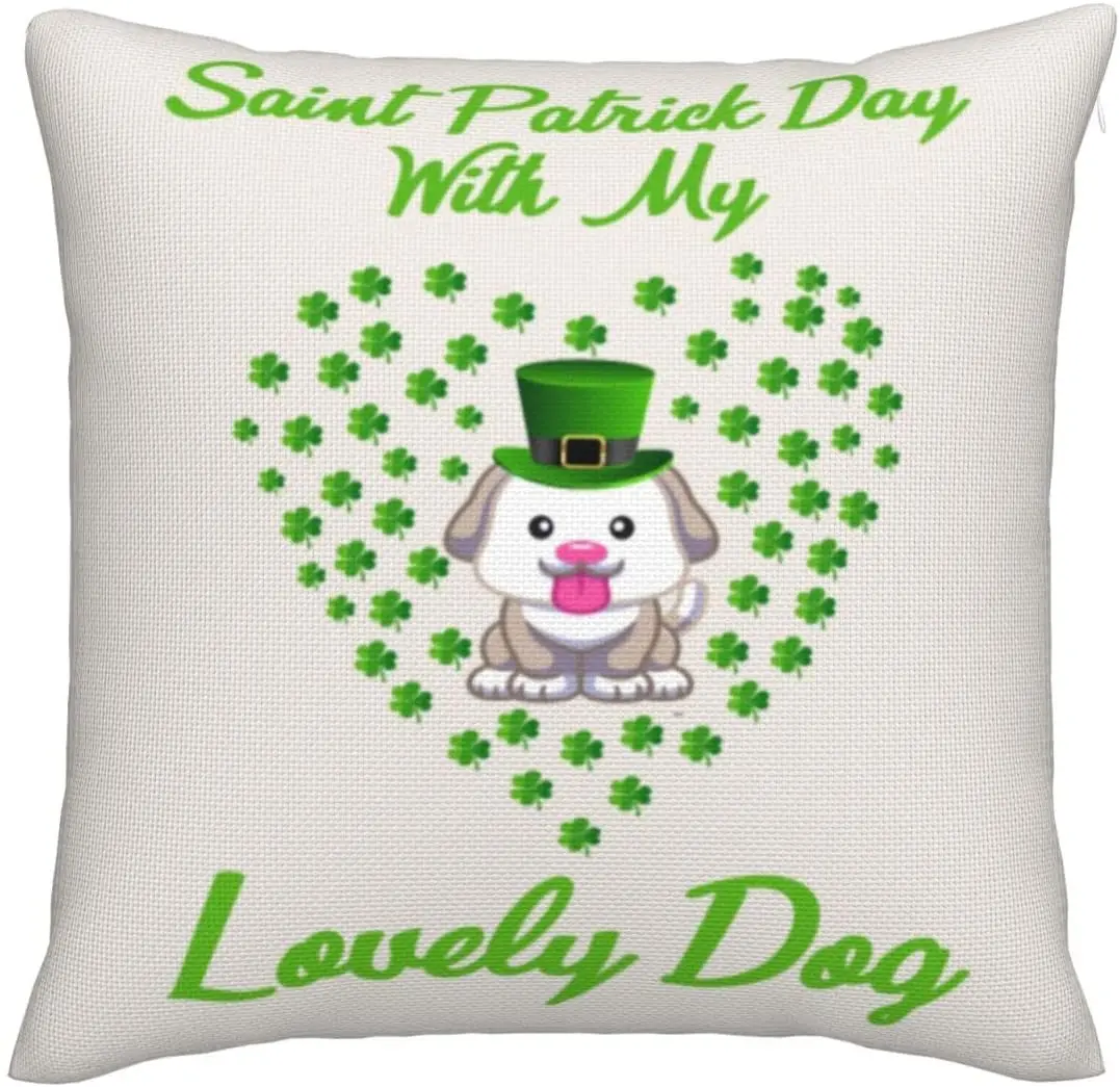 

St Patricks Day Pillow Covers Burlap, Double Sided St Patricks Day Gnome Decorations Throw Pillow Case, St Patricks Day Decor