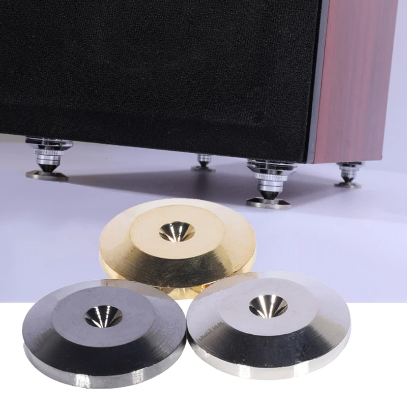 

8 Pcs 25x5mm Universal Aluminum Alloy Speaker Spikes Pads Speaker Shock Base Pad Isolation Stand Feet Cone Base Mats Floor Disc