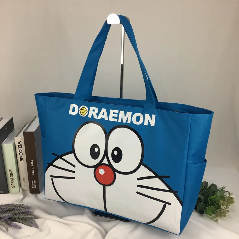 Fashion cute cartoon canvas shoulder bag waterproof travel bag large capacity folding tote bag