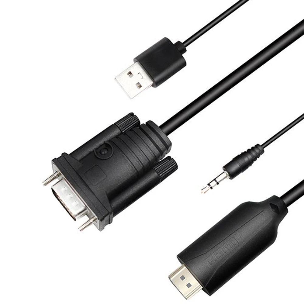 

1,8 м VGA-HDMI кабель VGA2HDMI Аудио Видео адаптер с 3,5 мм аудио Full HD 1080P для HDTV ПК