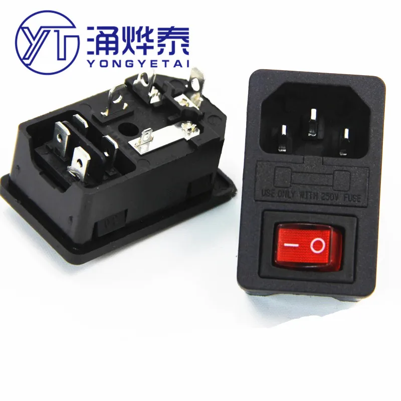 

YYT 1 set AC power socket three-in-one cassette three-pin socket with safety switch 10A industrial socket KCD101