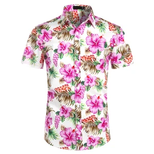 2022 New Hawaiian Shirts for Men Tropical Floral Shirt Summer Short Sleeve Men's Clothing Casual Fas in USA (United States)