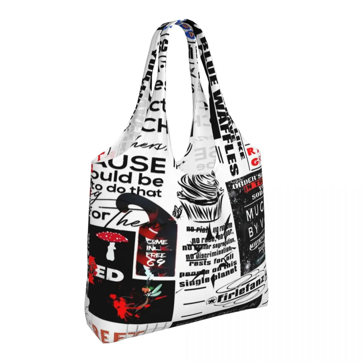 

Newspaper Report Shopper Bag Retro Letter Print Cute Handbags Cloth Outdoor Tote Bag Women Graphic Beach Bag