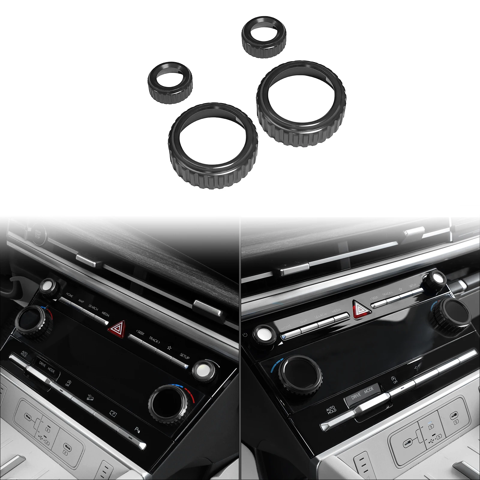 

4 шт., алюминиевый сплав, автомобильная кондиционер, центральная кнопка, ручка, кольцевая крышка для Hyundai Santa Fe MX5 2024, аксессуары