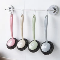 stainless steel wire ball with handle pot brush large cleaning brush wire brush cleaning ball kitchen dishwashing ball