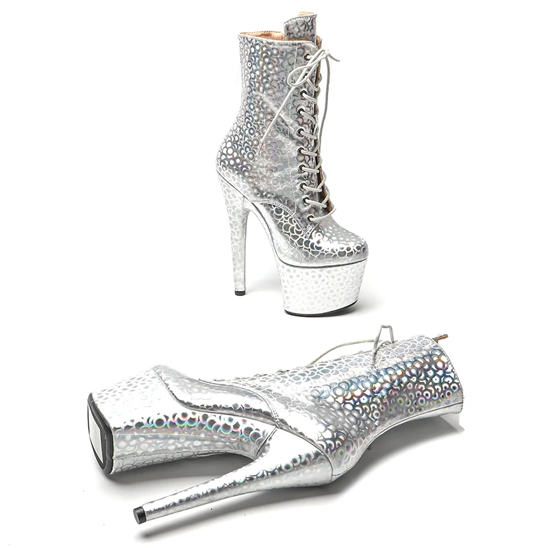 Leecabe 17CM/7inches  Pole dancing shoes Club Stripper Shoes Steel Tube Dancing High Heel platform boot 3B