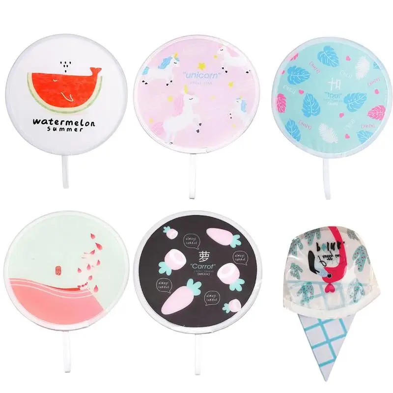 

Летний складной круглый веер, портативный Круглый складной веер, мультяшный милый ручной Мини веер, маленький веер из ткани для женщин и девочек