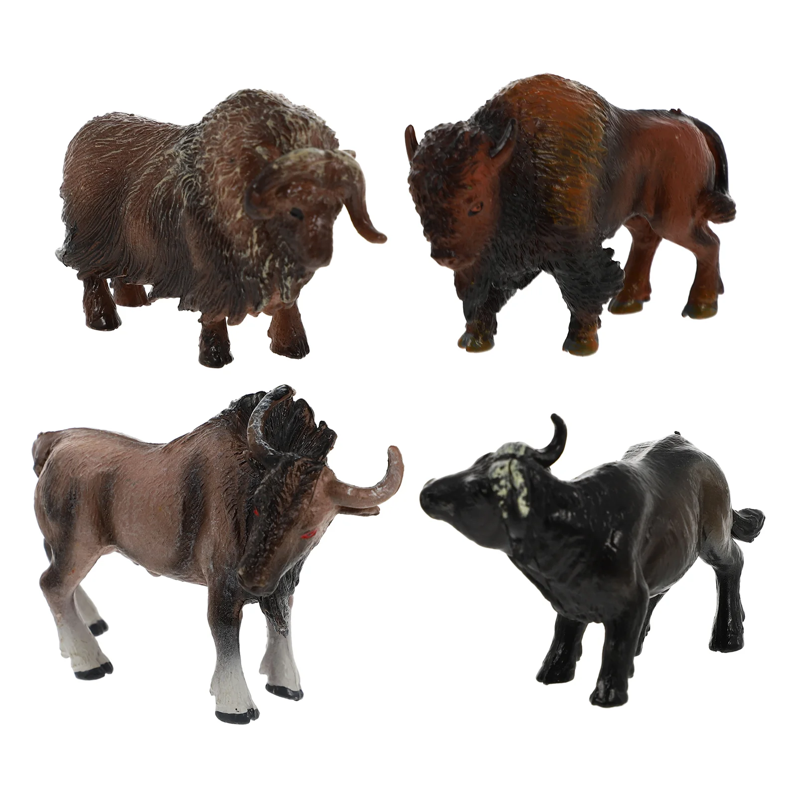 

4 Pcs Mini Toys Kids Home Desktop Ornaments Decor Wild Animals Adornment Cow Figurine Miniature Cattle Figurines Set