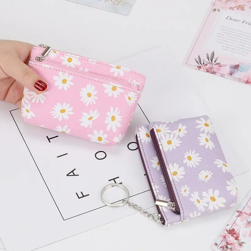 

Mini Wallet Women Convenient Key Case Exquisite Fresh Style Daisy Coin Purse