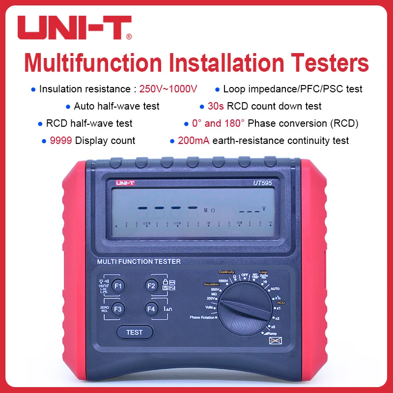 

UNI-T UT595 Earth Ground Line Loop Impedance Digital RCD Insulation Resistance Tester