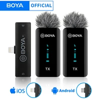 boya by xm6 s3 s6 professional condenser wireless lavalier dual channel mikrofon audio video recording mic for iphone android