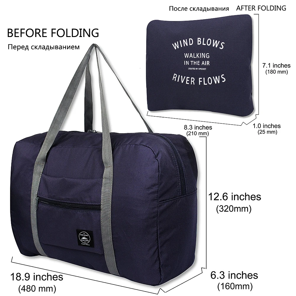 Waterproof Nylon Travel Bags Women Men Large Capacity Folding Duffle Bag Organizer Packing Cubes Luggage Girl Weekend Bag 2023 images - 6