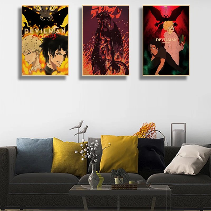 Японское аниме дьявол человек Cryers Постер ретро высокое качество Художественная