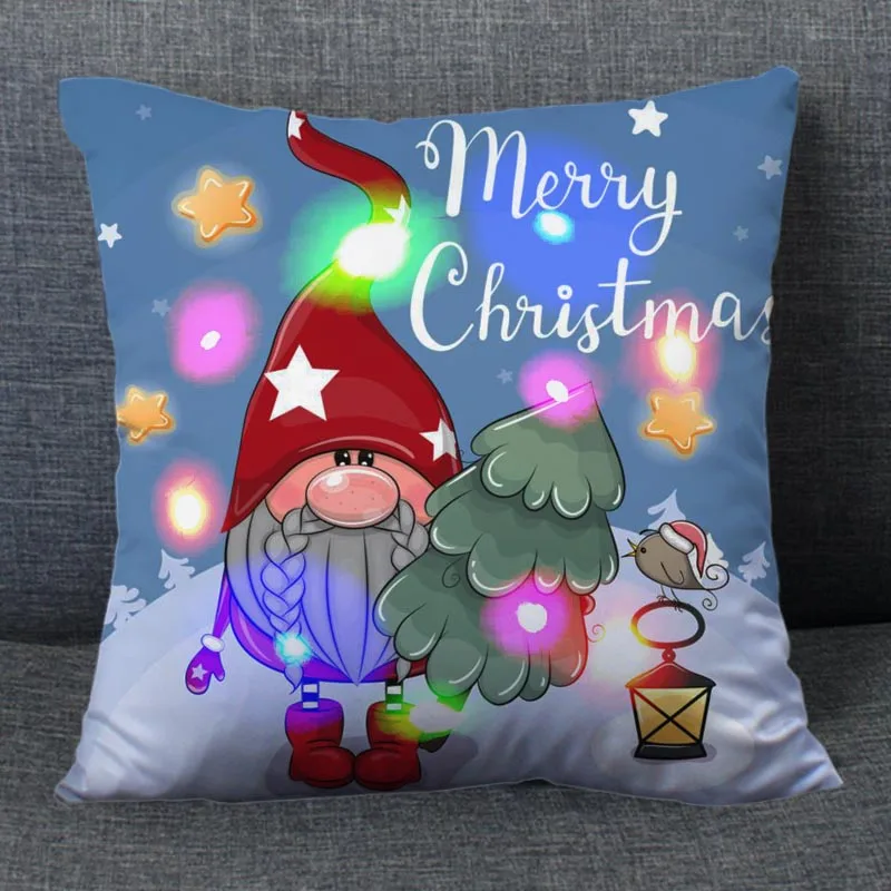 

Christmas Series LED Light Sofa Cushion Cover Decorative Throw Pillow Covers for Living Room Xmas Pillowcase Home Party Decor