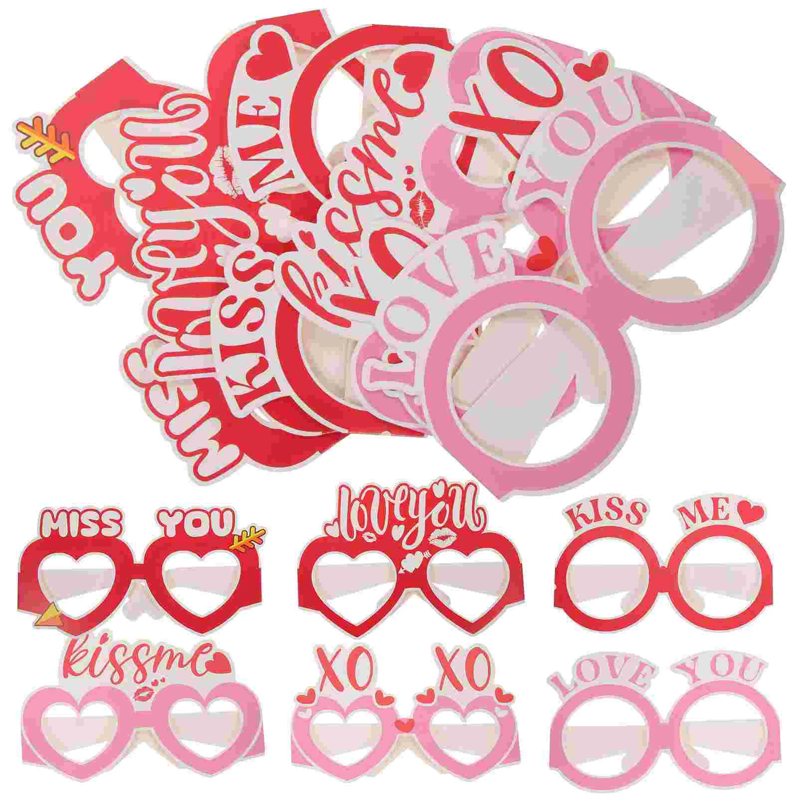 

12pcs Nightclub Valentine's Day Lightweight Party Loving Heart Eyewear Personalized Sunglasses Photo Booth Props Paper Eyewear