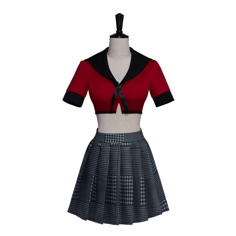

Костюм для косплея аниме Kakegurui Jabami Yumeko, женский сексуальный короткий топ, плиссированная юбка, костюмы униформы на Хэллоуин