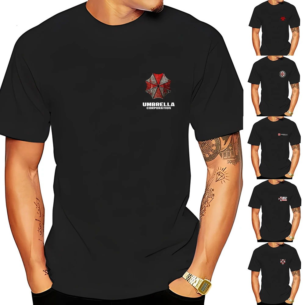 

Модные футболки с принтом «Umbrella Corporation», мужская повседневная футболка из чистого хлопка с круглым вырезом и коротким рукавом, футболки, жен...