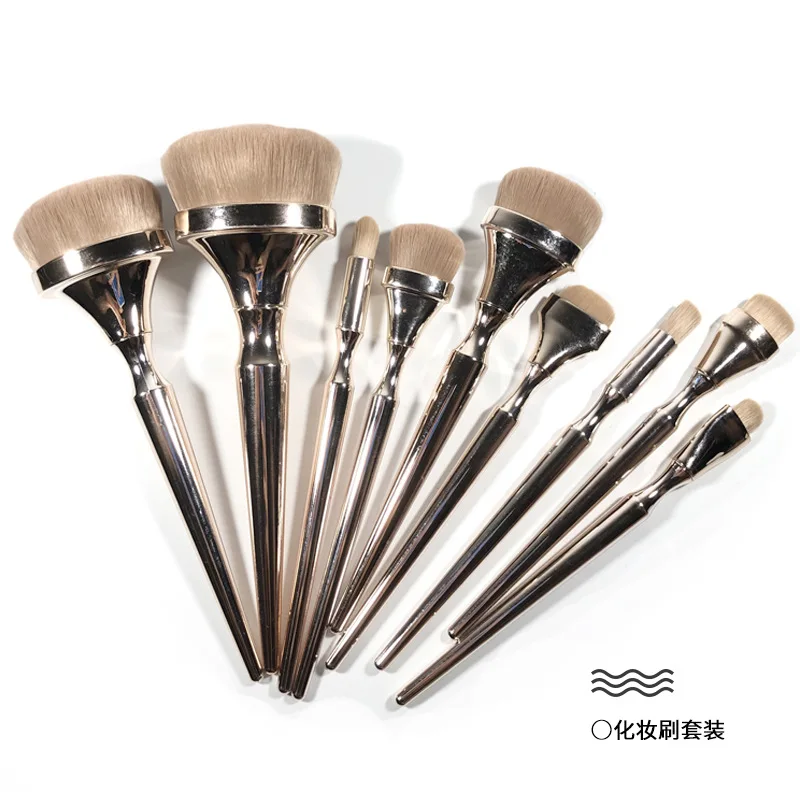 Makeup Brush 9 Sets High Quality Gold 9 Makeup Brushes Beauty Tools Beginners Professional Makeup Kit Makeup Eyeliner Tool