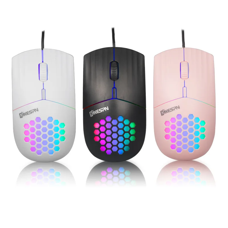 

USB/Type C Wired Mouse 1600 DPI RGB Backlit Mice Honeycomb Gaming Mause for Computer iPad Mac Tablet Macbook Air Laptop PC