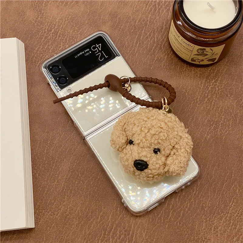 Роскошный Ультратонкий чехол с 3D рисунком собаки кольцом для Samsung Galaxy Z Flip 3