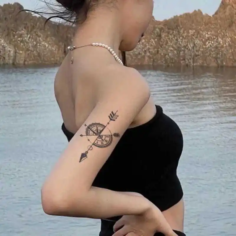

Nautical Compass Compass Tattoo Sticker for Men Women Cool Y2k Fake Tattoo for Women Waterproof Temporary Tattoo Stickers