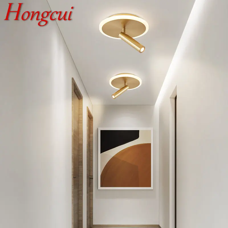 

Hongcui Nordic Brass Lamps for the Ceiling LED Modern Simplicity Gold Rotatable Spotlights for Home Porch Aisle Decor Lighting
