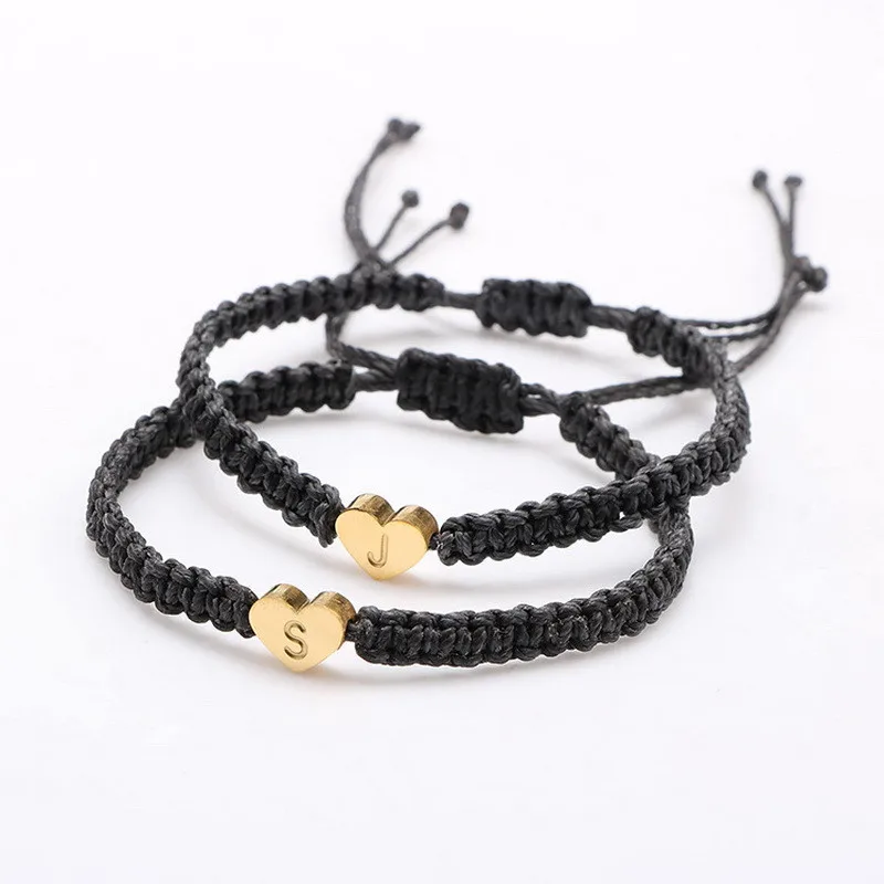 

A-Z 26 Letter Initial Name Bracelets for Women Men Charm Woven Rope Braided Adjustable Hand Bracelet Bangle Party Jewelry Gift