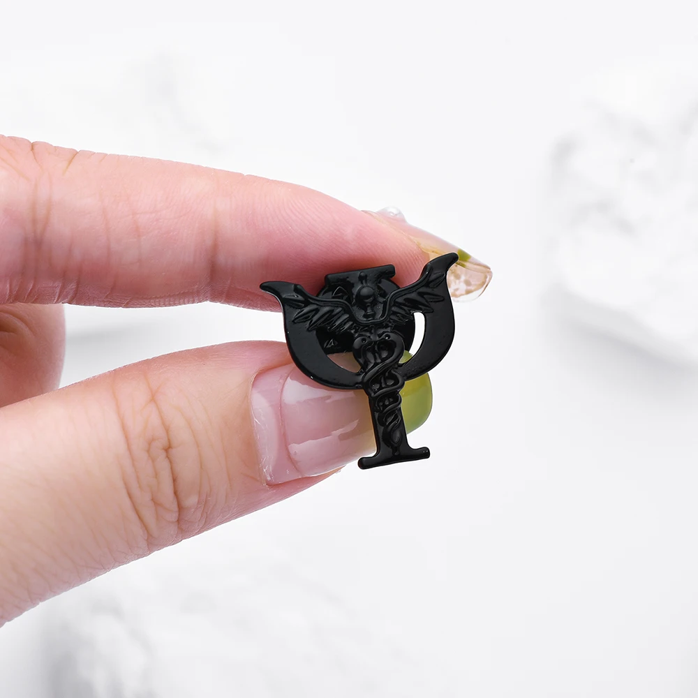 Hanrehse Psi Психология Кадуцей Брошь Булавка Медицинский Рюкзак Отворотом Шляпа