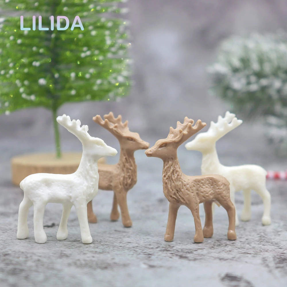 

Mini Deer Artificial Elk Cartoon Animal Doll House Home Decoration Miniature Children Toys Fairy Tale Garden Props Animal Statue