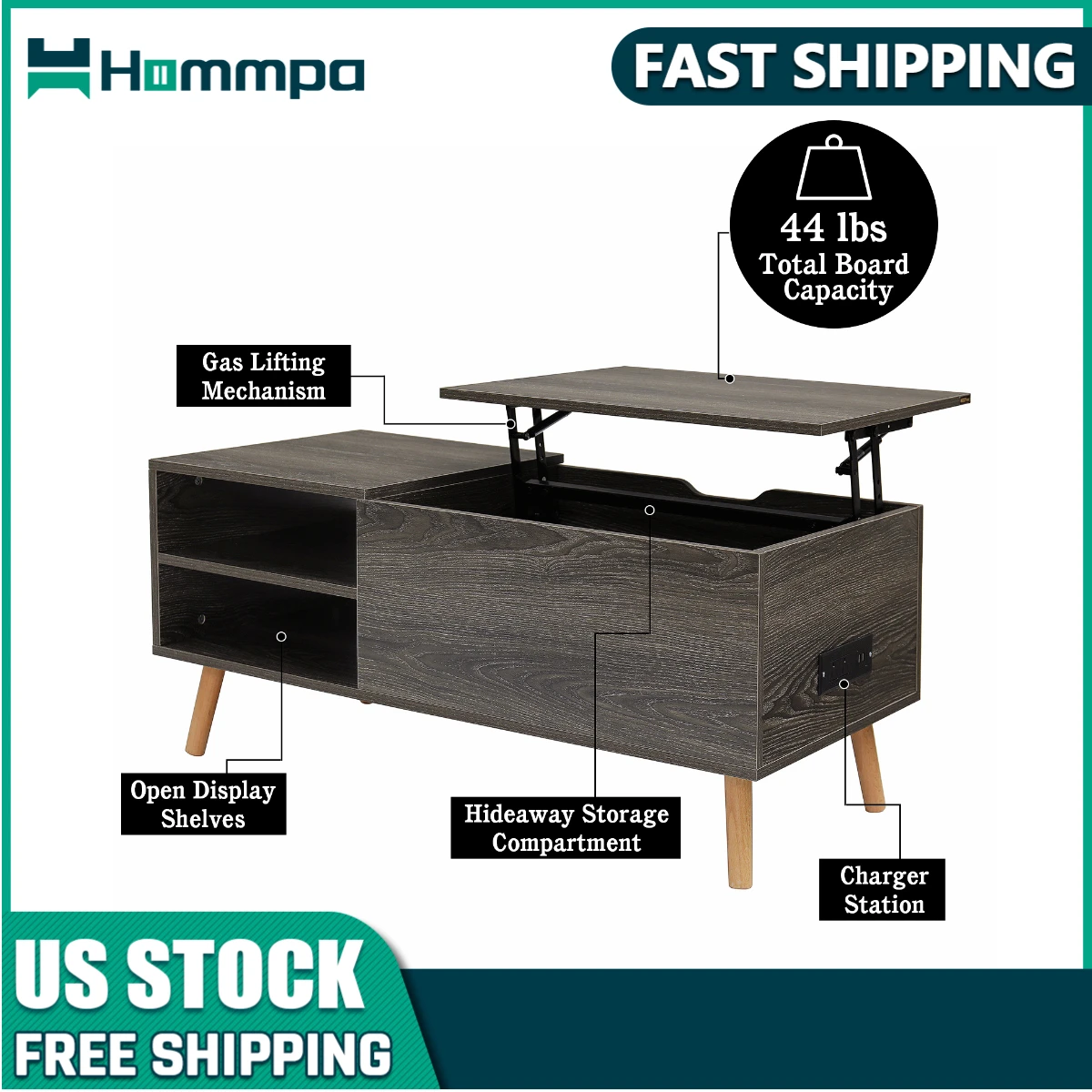 

Hommpa Folding Lift Coffee Table Nordic Simple Style Luxury Home Living Room Furniture Telescopic CoffeeTable Desk Wood Color