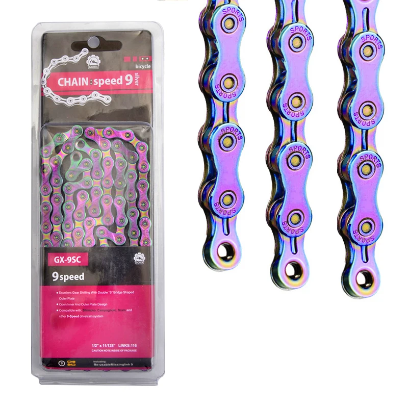 

GORIX Bike Chain MTB Mountain Road Bike Chians 9/10/11/12 Speed Hollow Bike Chain 116/124 Link Color S11S 11 speed chain