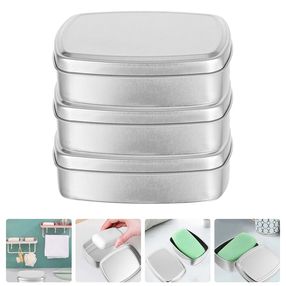 

3 Pcs Small Tins Lids Candy Jars Lids Tin Cans Lids Metal Bead Box Travel Container Sponge Container Portable Soap Aluminum Box