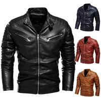 mens winter jacket lapel black leather motorcycle jacket men biker coats pleated design smart jacket men warm fur lined slim fit
