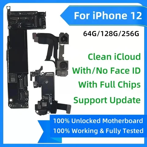 Полностью протестирована, разблокированная материнская плата для iphone 12 Pro max с поддержкой Face ID, обновление для iphone 12 mini Clean iCloud Logic Board