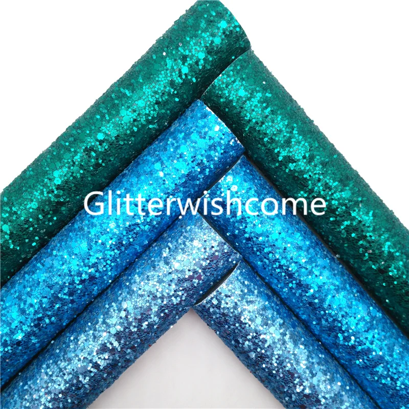 Glitterwishcome Темно-зеленые синие листы из блесток и искусственной кожи с фетровой основой для самодельных бантов 21X29CM GM1031A
