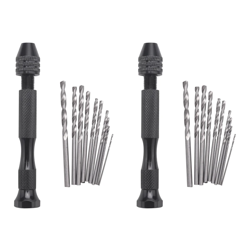 

Promotion! 2Pcs Mini Mini Aluminum Hand Drill With Keyless Chuck +20X Twist Drills Rotary Tools