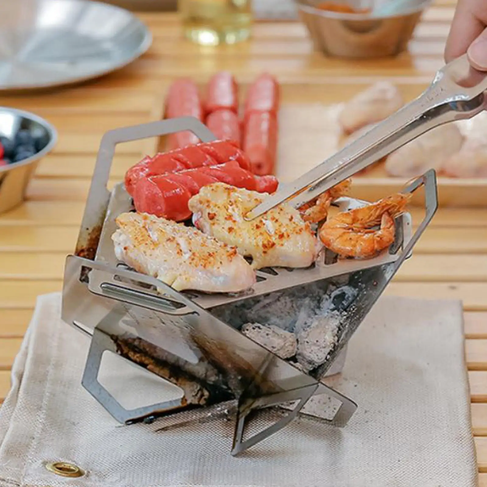 

Campfire Barbecue Grill Stove with Storage Bag Portable Stainless Steel BBQ Grill for Picnic Garden Outdoor Hiking Patio