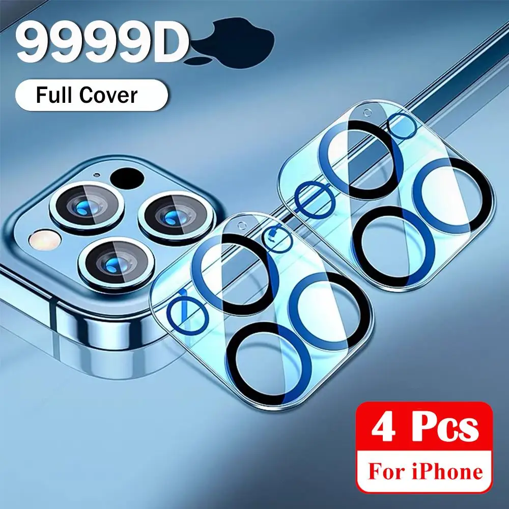 4Pcs Protective Lens Glass For iPhone 14 13 Pro Max Full Cov