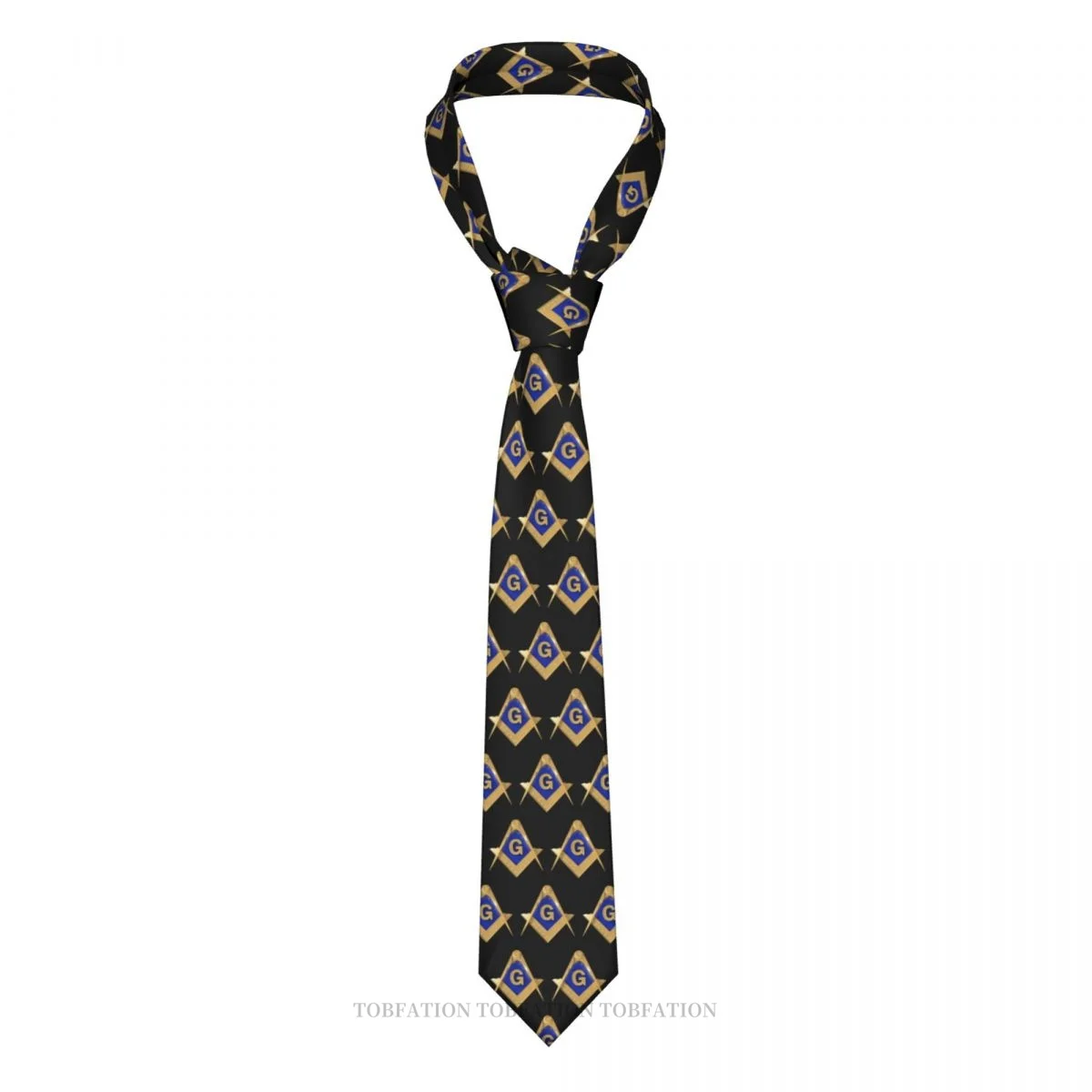 

Design Freemason Gold Square Compass New 3D Printing Tie 8cm Wide Polyester Necktie Shirt Accessories Party Decoration