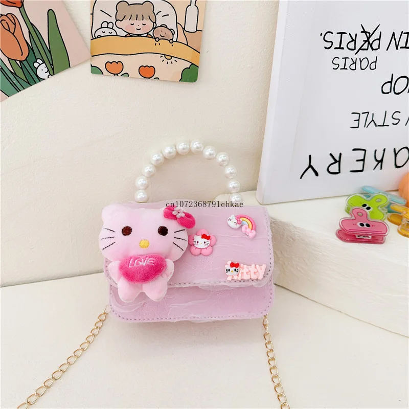 Cute Cartoon Beaded Hello Kitty Portable Coin Purse Fashionable Stylish Outfit Casual Shoulder Messenger Bag handbags for women