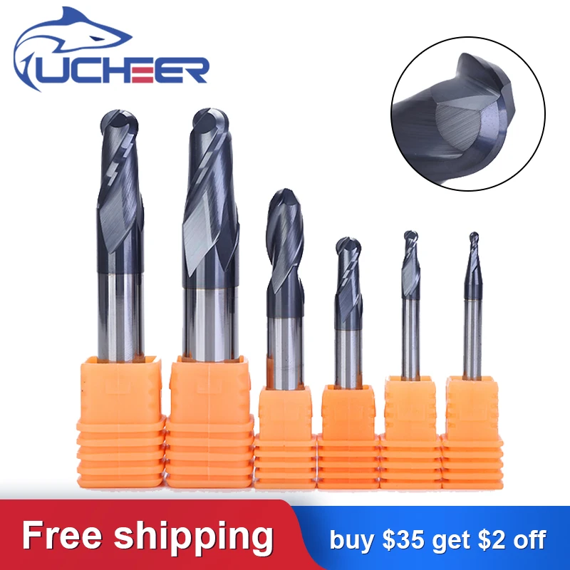 

UCHEER, Концевая фреза из карбида вольфрама с 2 лезвиями, 4/6 мм, HRC45, для станков с ЧПУ