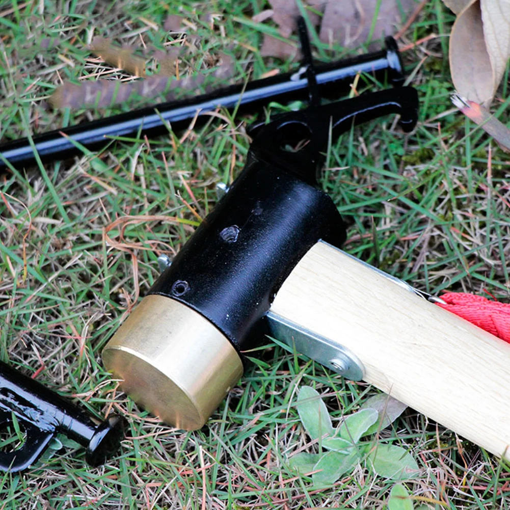 

Металлический медный молоток для кемпинга, портативная медная ручка с деревянной рукояткой, реквизит со шнурком, аксессуары для альпинизма, походов