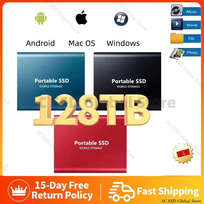 

2023 High-speed Solid State Drive Portable 2TB 4TB 8TB 16TB 64TB SSD Mobile Hard Drives External Storage Decives for Laptop Pc