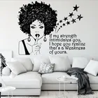 Мотивационный слоган, черная африканская женщина, Smart Showgirl, салон красоты, украшение для комнаты девочки, подарок, виниловая настенная наклейка, Фреска 4