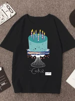 new cake printed t shirt women summer casual tshirts tees femme harajuku korean style graphic tops 2022 kawaii female t shirt