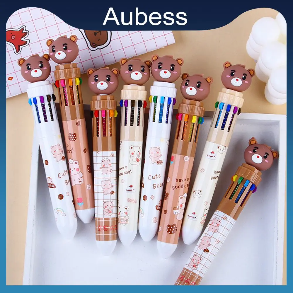 

Press Pens Smooth Writing 0.022g Ten Color Press Pen Quick-drying Pen Water Press Head Animal Ballpen Write Stationery Cute