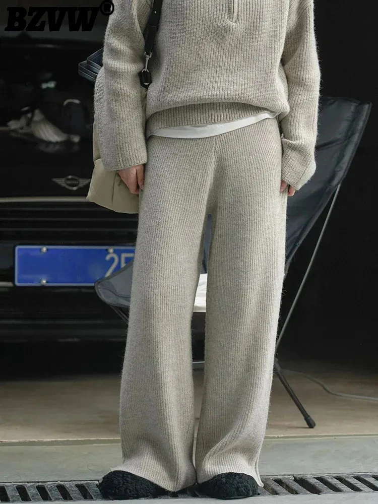 BZVW прямые вязаные брюки для женщин свободные повседневные женская плотная