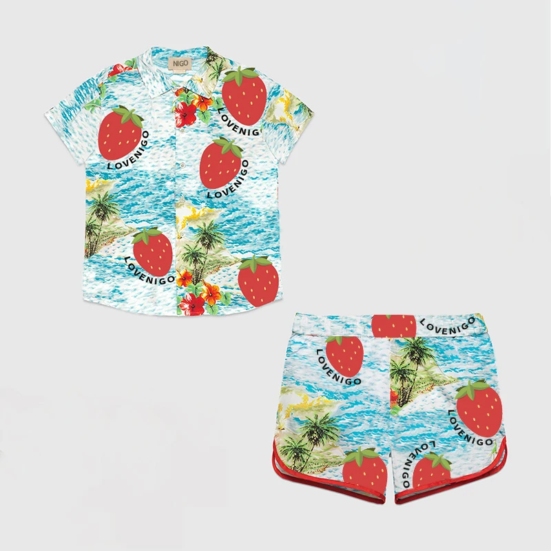 NIGO Children's Summer Strawberry Print Shirt Shorts Suit #nigo37183