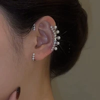 korean earings fashion jewelry zircon earrings without pierced faux pearl statement earrings for women clip on earrings brinco