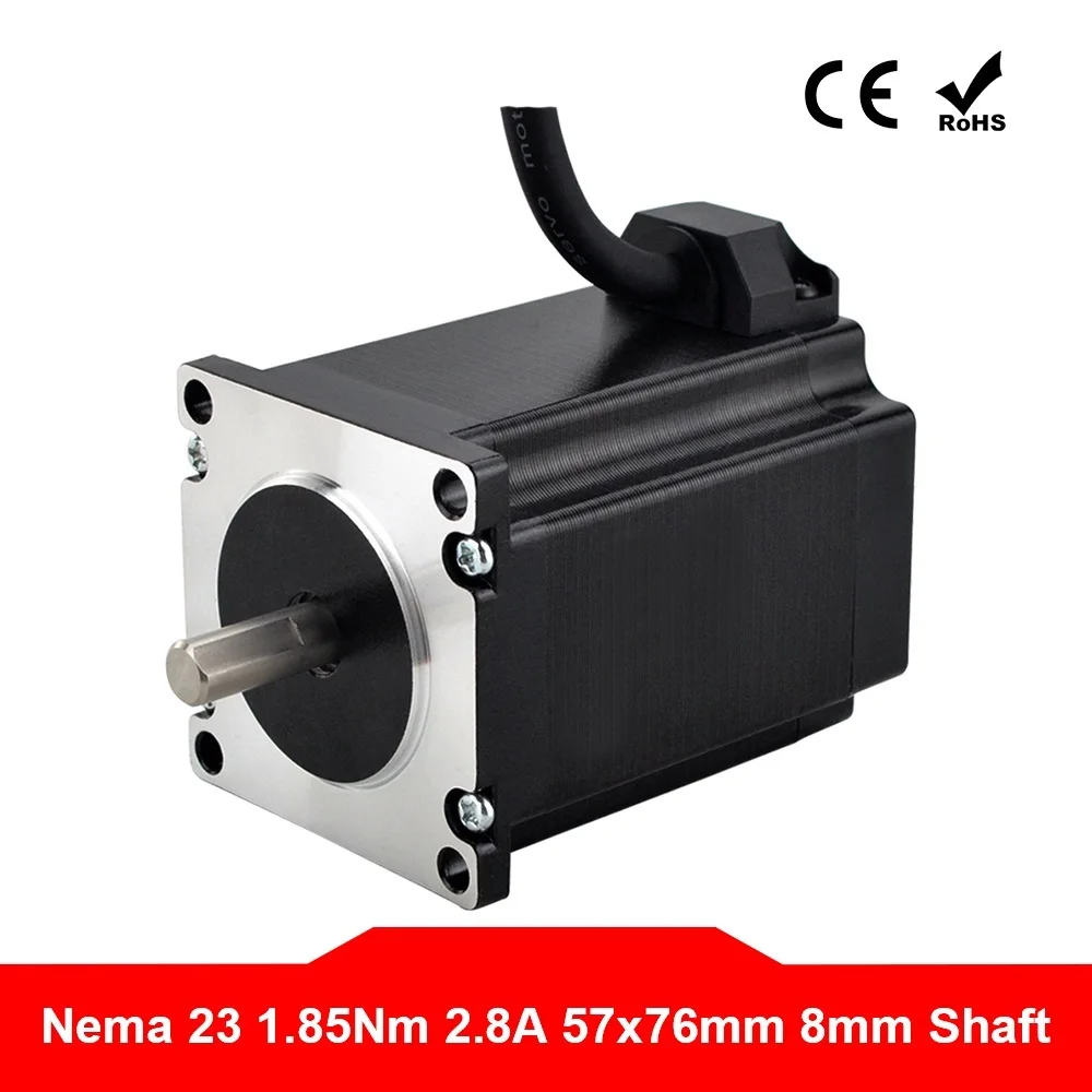 

Dual Shaft Nema 23 Stepper Motor 1.85Nm 2.8A 76mm Length Stepping Motor 4-lead for CNC Engraving Milling Machine